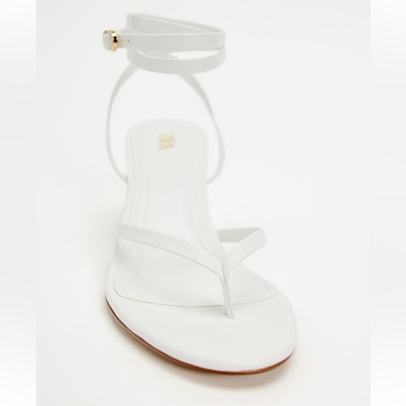 Zara heeled leather tie sandals wrap around kitten heels strappy 2355/310 white - Picture 5 of 12